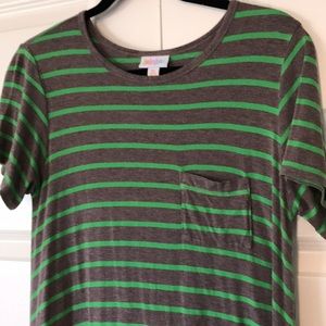 Lularoe green and gray striped Carly